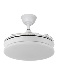 Ventilador Dc Tridente Mini 59w Blanco 4aspas Desp. 91d 6980lm Reg.intensidad Remoto+temporizador+memoria 3000-4000-6000k 2