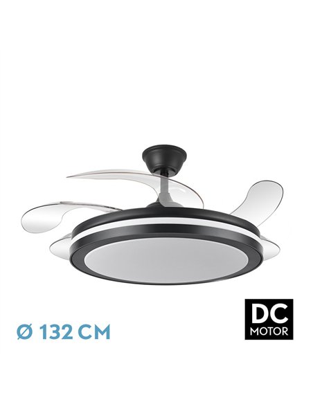 Ventilador Dc Esparta Maxi 80w 10255lm Negro 132d 5asp 3000-4000-6000k Remoto+temporizador+memoria