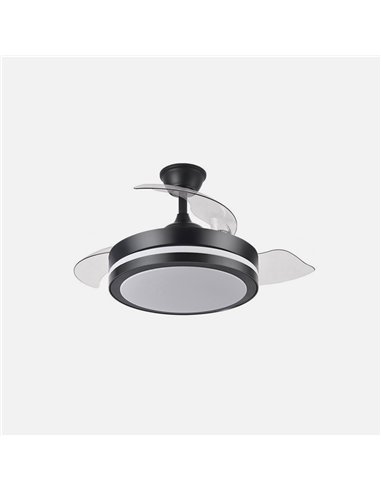 Ventilador Dc Esparta Peque 44w 5182lm Negro 72d 3asp 3000-4000-6000k Remoto+temporizador+memoria