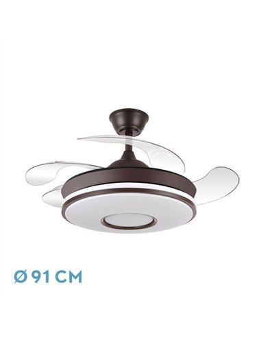 Ventilador Dc Dani Mini 59w Marron 4asp 91d 6980lm 3000-4000-6000k Reg.intensidad Remoto,memoria,temporizador