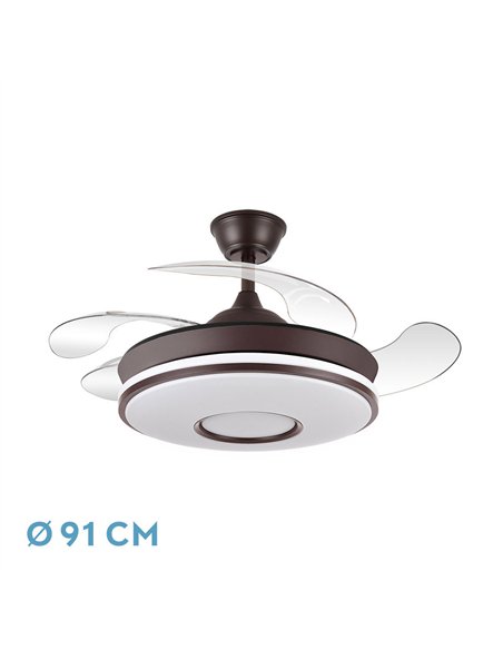 Ventilador Dc Dani Mini 59w Marron 4asp 91d 6980lm 3000-4000-6000k Reg.intensidad Remoto,memoria,temporizador