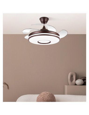 Ventilador Dc Dani Mini 59w Marron 4asp 91d 6980lm 3000-4000-6000k Reg.intensidad Remoto,memoria,temporizador