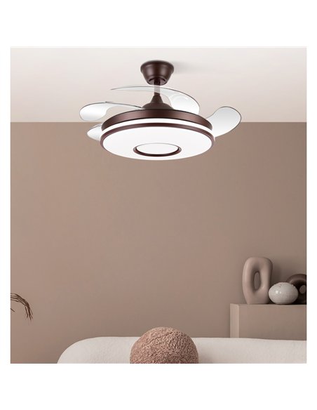Ventilador Dc Dani Mini 59w Marron 4asp 91d 6980lm 3000-4000-6000k Reg.intensidad Remoto,memoria,temporizador