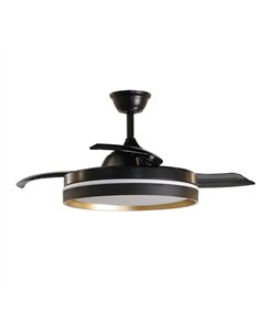 Ventilador Dc Mandarin Negro/oro 72w 3aspas 108d Reg.intensidad 7200lm 3000-4000-6500k Remoto+memoria+temporizador  2