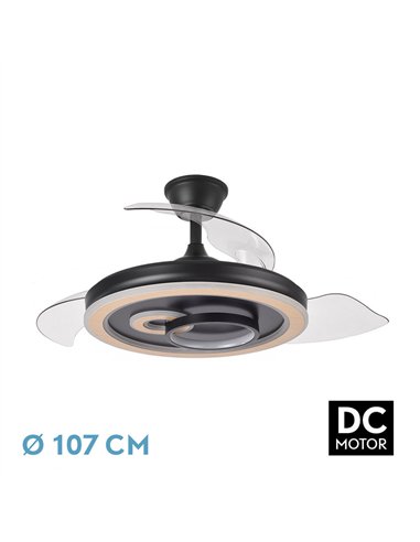 Ventilador Dc Sultan 68w Negro/madera 3asp.107d 4960lm 3000-4500-6500k Reg.intensidad+remoto+memoria+temporizador