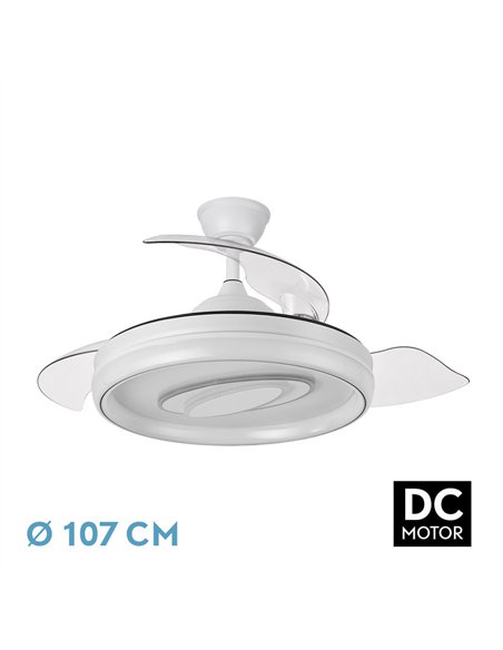 Ventilador Dc Maracana 57w Blanco 3asp.107d 5980lm 3000-4500-6500k Reg.intensidad+remoto+memoria+temporizador