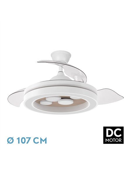 Ventilador Dc Cupido 55w Blanco/haya 3asp.107d 4960l 3000-4500-6500k Reg.intensidad+remoto+memoria+temporizador