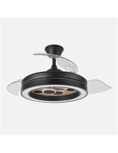 Ventilador Dc Cupido 55w Negro/madera 3asp.107d 4960l 3000-4500-6500k Reg.intensidad+remoto+memoria+temporizador