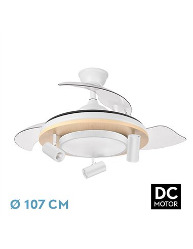 Ventilador Dc Gladiator 37+15w Blanco/haya 3asp.107d 3980lm 3000-4500-6500k Remoto+memoria+temporizador
