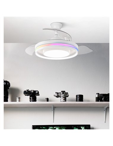 Ventilador Dc Pitufo 57w Blanco 3asp107d 3990lm Rgb  +3000-4500-6500k Reg.intensidad+remoto+memo+temporiz