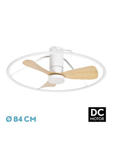 Ventilador Dc Oporto 56w Blan/haya 3asp.84d 5600lm 3000-4000-6500k 6vel Remot,tempo,3int.rg