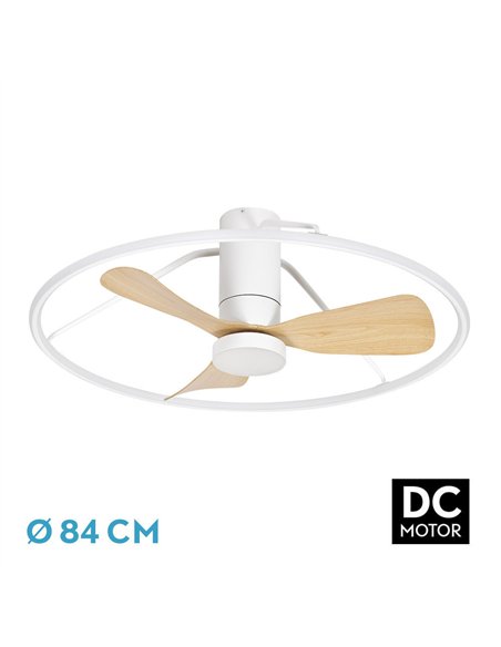 Ventilador Dc Oporto 56w Blan/haya 3asp.84d 5600lm 3000-4000-6500k 6vel Remot,tempo,3int.rg