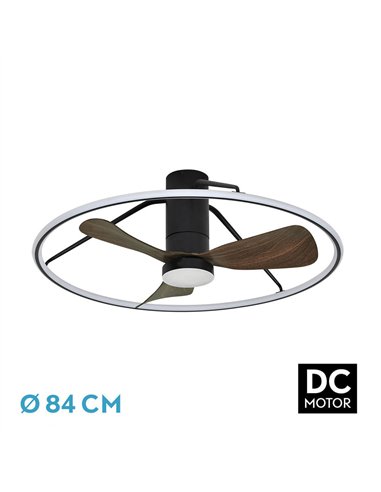 Ventilador Dc Oporto 56w Neg/marr 3asp.84d 5600lm 3000-4000-6000k 6vel Remot,tempo,3int.rg