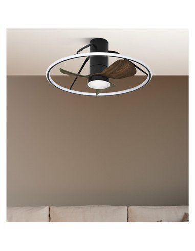 Ventilador Dc Oporto 46w Neg/marr 3asp.66d 4600lm 3000-4000-6000k 6vel Remot,tempo,3int.rg