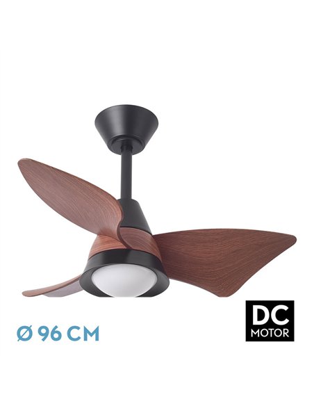 Ventilador Dc Jaguar 30w 3000lm Negro/roble 96d 3aspas 6vel 3000-4500-6500k Remoto+reg.intensidad+memoria+temporizador