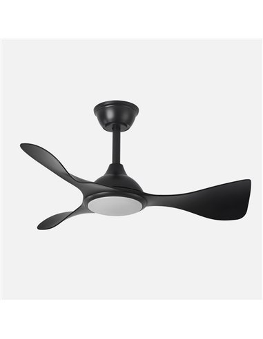 Ventilador Dc Caiman 36w 3600lm Negro 89d 3aspas 6vel 3000-4500-6500k Remoto+reg.intensidad+memoria+temporizador