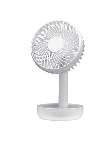 Miniventilador Inalambrico Sobremesa Lemosin Blanco 5w 3velocidades Recargable Alimen.usb Orientable 5asp 17x11x9cm Motor Dc
