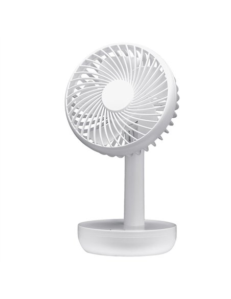 Miniventilador Inalambrico Sobremesa Lemosin Blanco 5w 3velocidades Recargable Alimen.usb Orientable 5asp 17x11x9cm Motor Dc