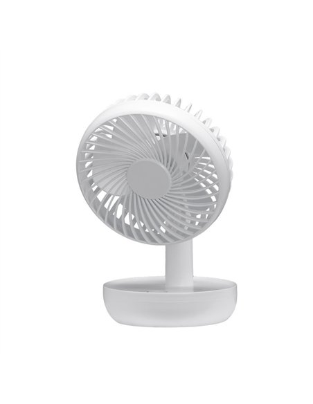 Miniventilador Inalambrico Sobremesa Lemosin Blanco 5w 3velocidades Recargable Alimen.usb Orientable 5asp 17x11x9cm Motor Dc