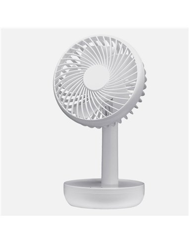 Miniventilador Inalambrico Sobremesa Lemosin Blanco 5w 3velocidades Recargable Alimen.usb Orientable 5asp 17x11x9cm Motor Dc