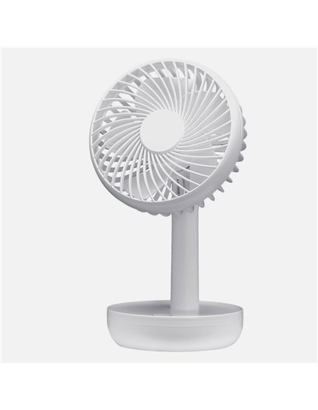 Miniventilador Inalambrico Sobremesa Lemosin Blanco 5w 3velocidades Recargable Alimen.usb Orientable 5asp 17x11x9cm Motor Dc