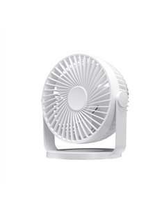 Miniventilador Sobremesa Bretaña Blanco 5w 3+1velocidades Recargable Alimentacion Usb Orientable 5aspas 17x15x11,5cm