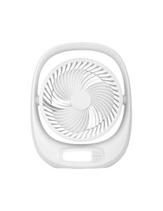 Ventilador Inalambrico Sobremesa Aguila Blanco 5w 3vel Recargable C/luz, Alim.usb Orientable 180º 3asp 30x25x8 CM 2