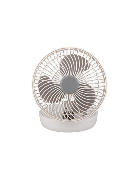 Ventilador Inalambrico Sobremesa Pacheco Blanco/gris 5w 3vel Recargable C/luz, Alim.usb, Orientable 3aspas 29x19x16cm