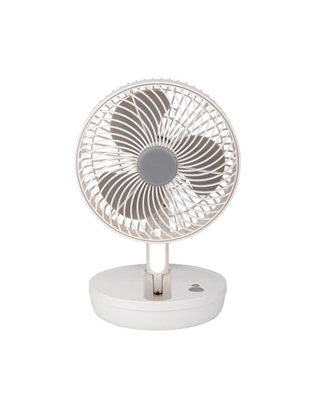 Ventilador Inalambrico Sobremesa Pacheco Blanco/gris 5w 3vel Recargable C/luz, Alim.usb, Orientable 3aspas 29x19x16cm