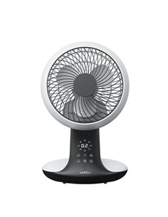 Ventilador Dc Sobremesa Miera Blanco/negro 20w 8vel Oscilacion 3d.remoto,temporizador 40,5x25,4x23,3cm 2