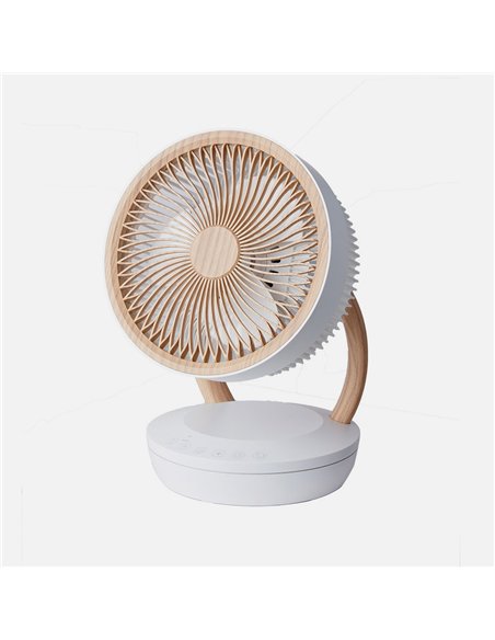 Ventilador Sobremesa Ruiseñor Blanco/madera 45w 3vel 3asp Remoto,temporizador,tactil 35,7x25,5x19,3cm