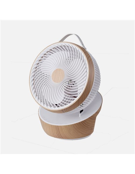 Ventilador Sobremesa Petirrojo Blanco/madera 25w 12vel 3asp Motor Dc Remoto,temporizador 36,3x27,5x24,8cm