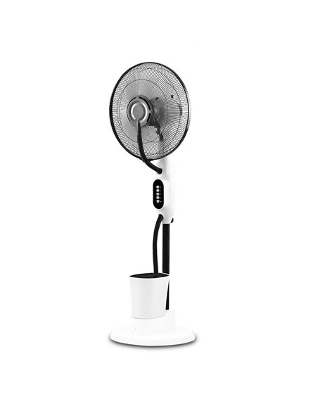 Ventilador Humidificador Pie Iceberg Blanco/negro 80w 3velocidades 3aspas Nebulizador 125x43x38cm Tanque  Agua 2,8l
