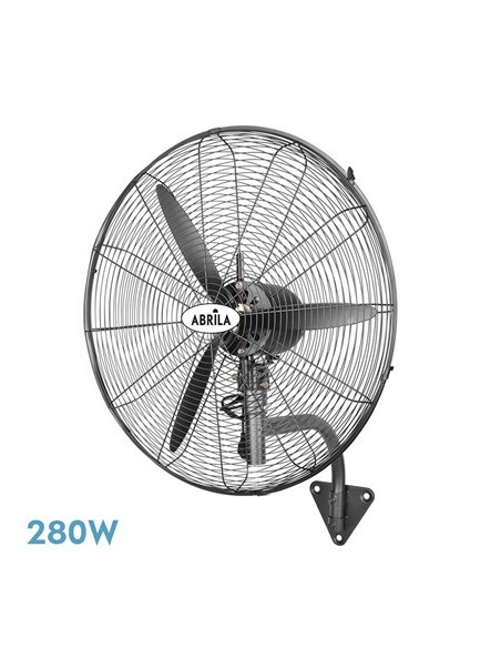 Ventilador Pared Indust.borrasca Negro 3velocidades 280w 3 Aspas Fijo Y Rotatorio 90x81x30cm