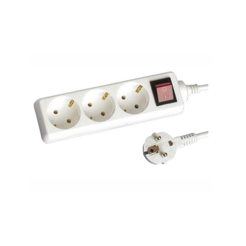 Base múltiple tres enchufes con interruptor