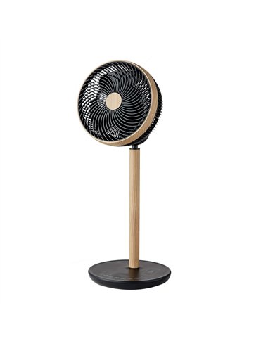 Ventilador De Pie Colibri Negro/madera 25w 12vel 70x28,5x28,5cm 3asp Motor Dc C/remoto Y Temporizador