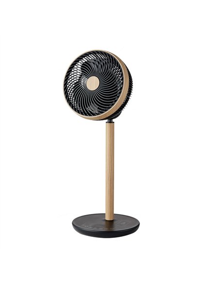 Ventilador De Pie Colibri Negro/madera 25w 12vel 70x28,5x28,5cm 3asp Motor Dc C/remoto Y Temporizador