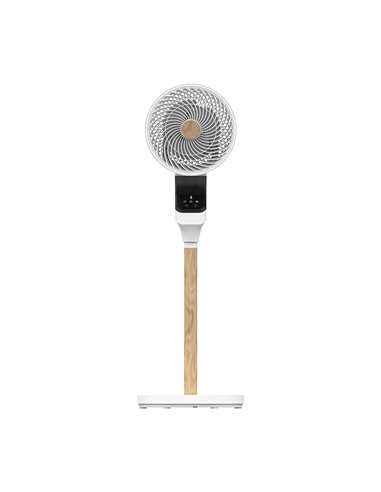 Ventilador Pie Bizancio Blanco/haya 50w 3velocidades 95x30x30 Oscilante,tactil Display,remoto,temporizador