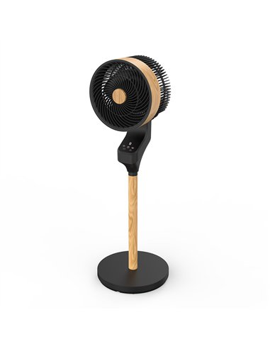 Ventilador Pie Bizancio Negro/haya 50w 3velocidades 95x30x30 Oscilante,tactil Display,remoto Y Temporizador