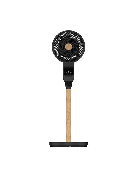 Ventilador Pie Bizancio Negro/haya 50w 3velocidades 95x30x30 Oscilante,tactil Display,remoto Y Temporizador
