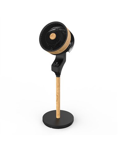 Ventilador Pie Bizancio Negro/haya 50w 3velocidades 95x30x30 Oscilante,tactil Display,remoto Y Temporizador