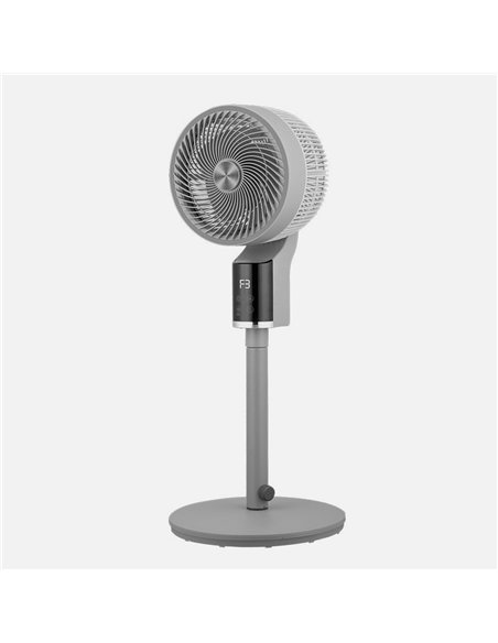 Ventilador De Pie Persa Gris/cromo 50w 3vel Regx33x33cm Oscilante, Display, Remoto Y Temporizador