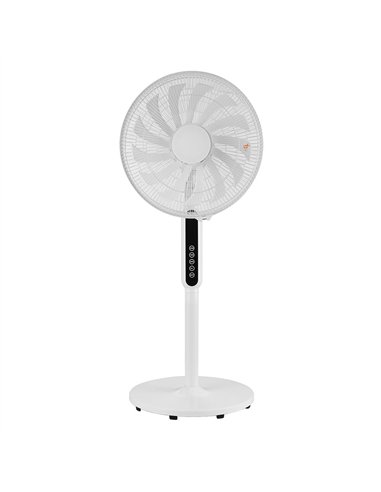 Ventilador De Pie Torbellino Blanco 3velocidades 60w 13aspas Regx41x41 Display Oscilante,remoto,temporizador