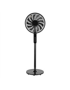 Ventilador De Pie Torbellino Negro 3velocidades 60w 13aspas Regx41x41 Display Oscilante, Remoto, Temporizador
