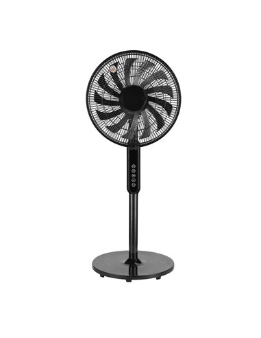 Ventilador De Pie Torbellino Negro 3velocidades 60w 13aspas Regx41x41 Display Oscilante, Remoto, Temporizador