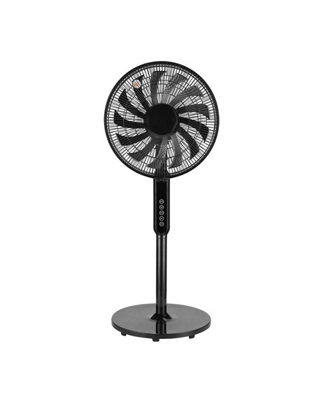 Ventilador De Pie Torbellino Negro 3velocidades 60w 13aspas Regx41x41 Display Oscilante, Remoto, Temporizador