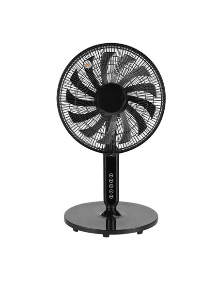 Ventilador De Pie Torbellino Negro 3velocidades 60w 13aspas Regx41x41 Display Oscilante, Remoto, Temporizador