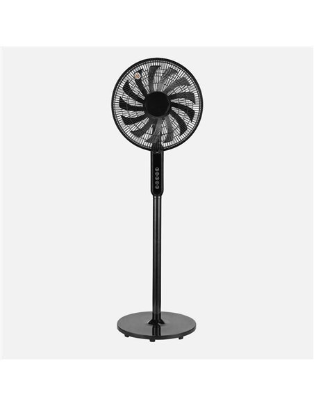 Ventilador De Pie Torbellino Negro 3velocidades 60w 13aspas Regx41x41 Display Oscilante, Remoto, Temporizador