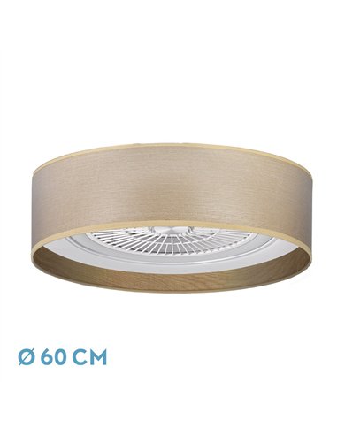 Ventilador Tania 72w Madera Clara 6120lm 5 Aspas 3 colores C/remoto,memoria,reg.Intensidad,temporizador 25x60x60 Cm