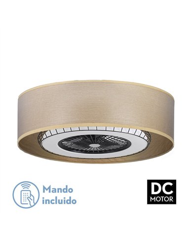 Ventilador DC Tania 72w Madera Clara 5 Aspas 6 Velocidades 3col Remoto,memoria,reg.Intensidad,temporizador 6120lm 70d